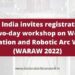 Two-day workshop on Welding Automation and Robotic Arc Welding (WARAW 2022)