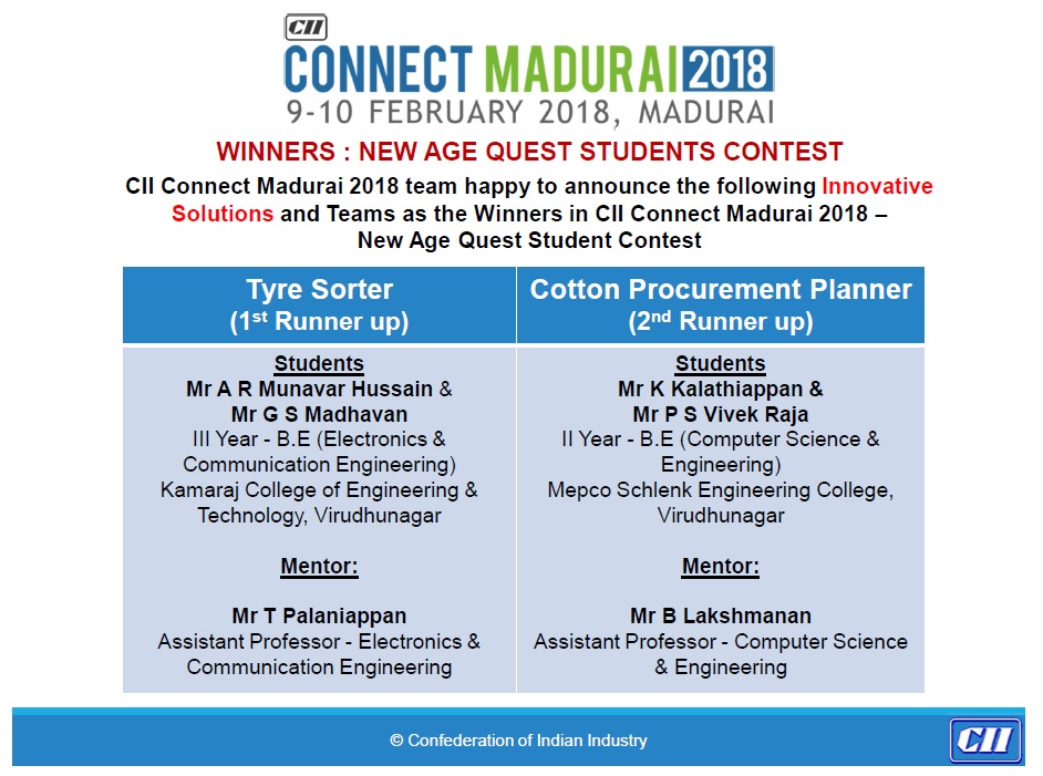 CII Connect Madurai 2018 Winners